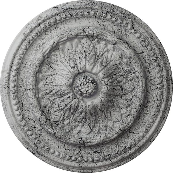 Ekena Millwork 1-7/8 in. x 15-3/4 in. x 15-3/4 in. Polyurethane Chester Ceiling Medallion, Ultra Pure White Crackle