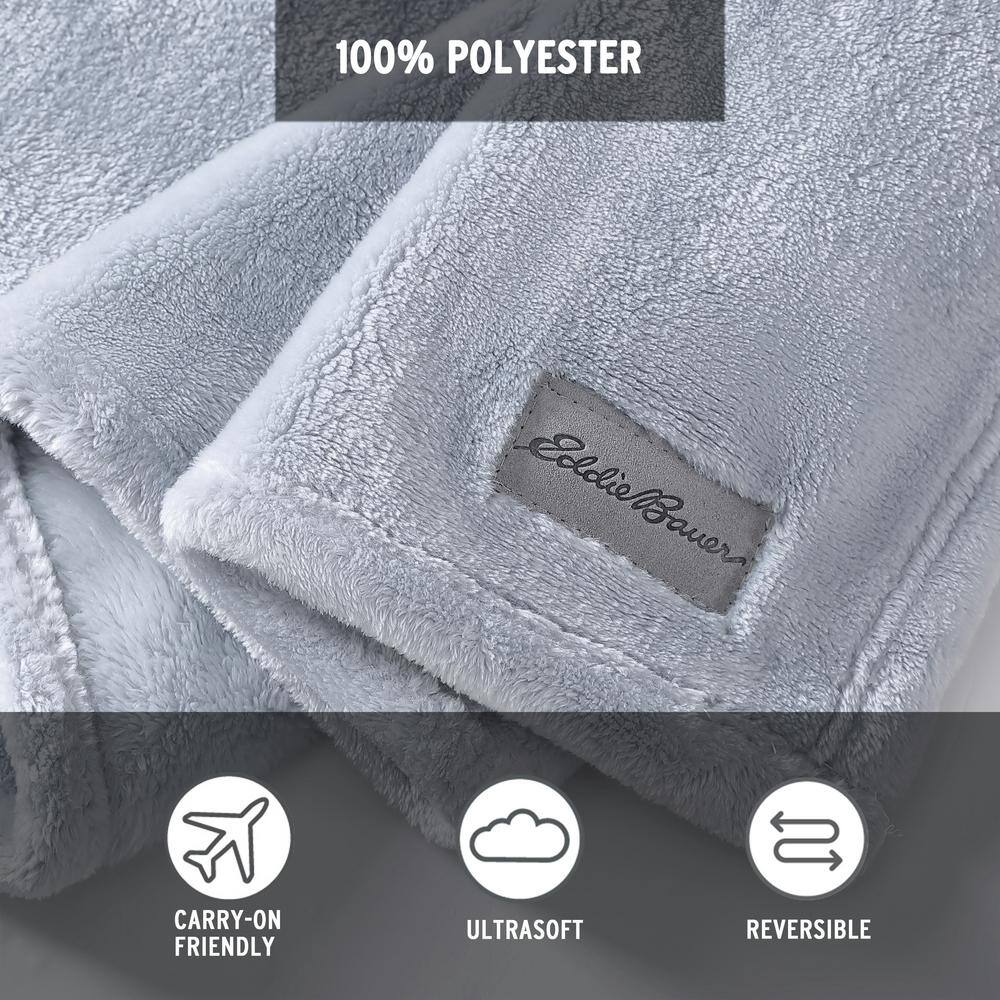 Ultra Lux Soft Plush Gray Reversible Throw Blanket