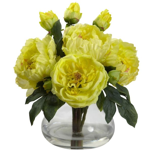 Nearly Natural Artificial Peony and Rose with Vase