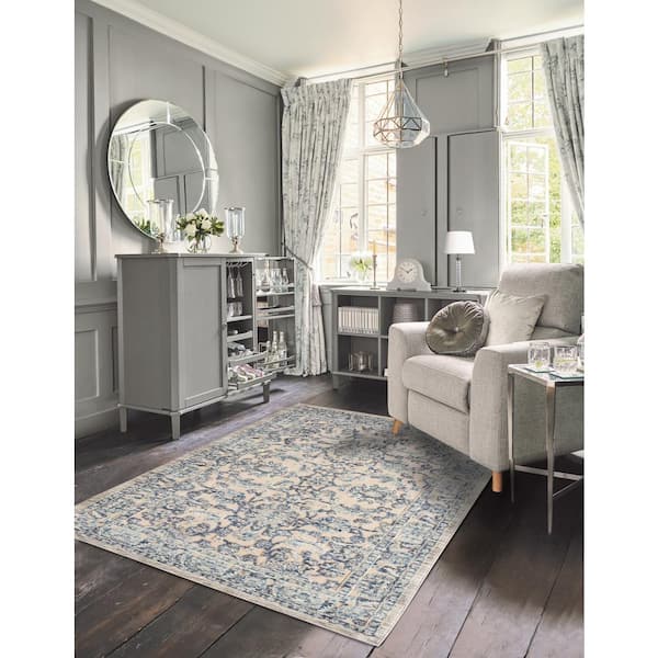 Laura Ashley Gray 3 ft. x 5 ft. Medallion Turkish Chenille Area