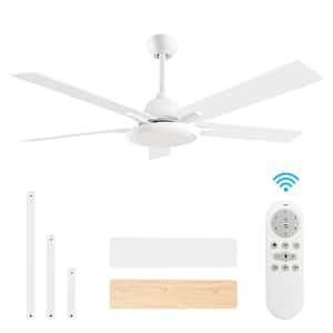 Modern 52 in. Indoor/Outdoor White Dimmable Ceiling Fan with 5 Dual Finish Blades and Remote