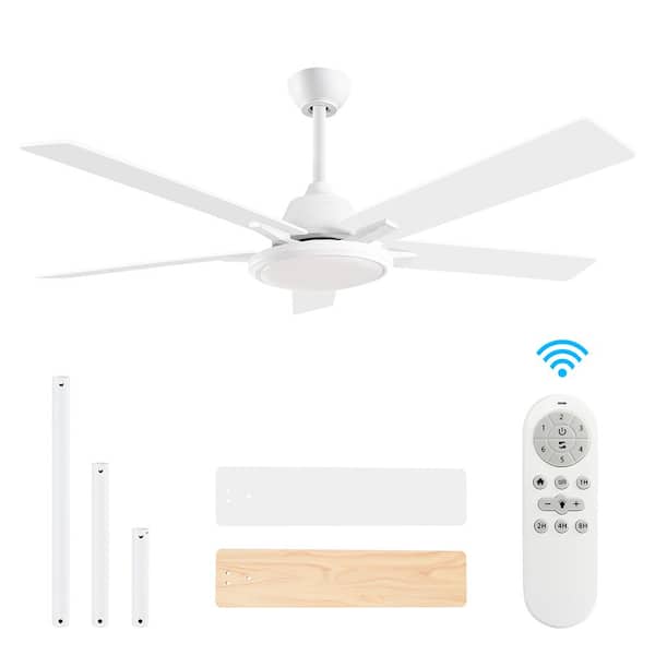 Modern 52 in. Indoor/Outdoor White Dimmable Ceiling Fan with 5 Dual Finish Blades and Remote