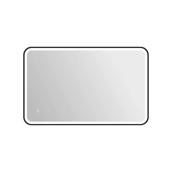 30 in. W x 48 in. H Rectangle Framed LED Wall Mirror in Black