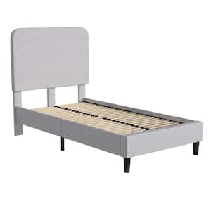 44 in. W Light Grey Twin Polyester Composite Frame Platform Bed