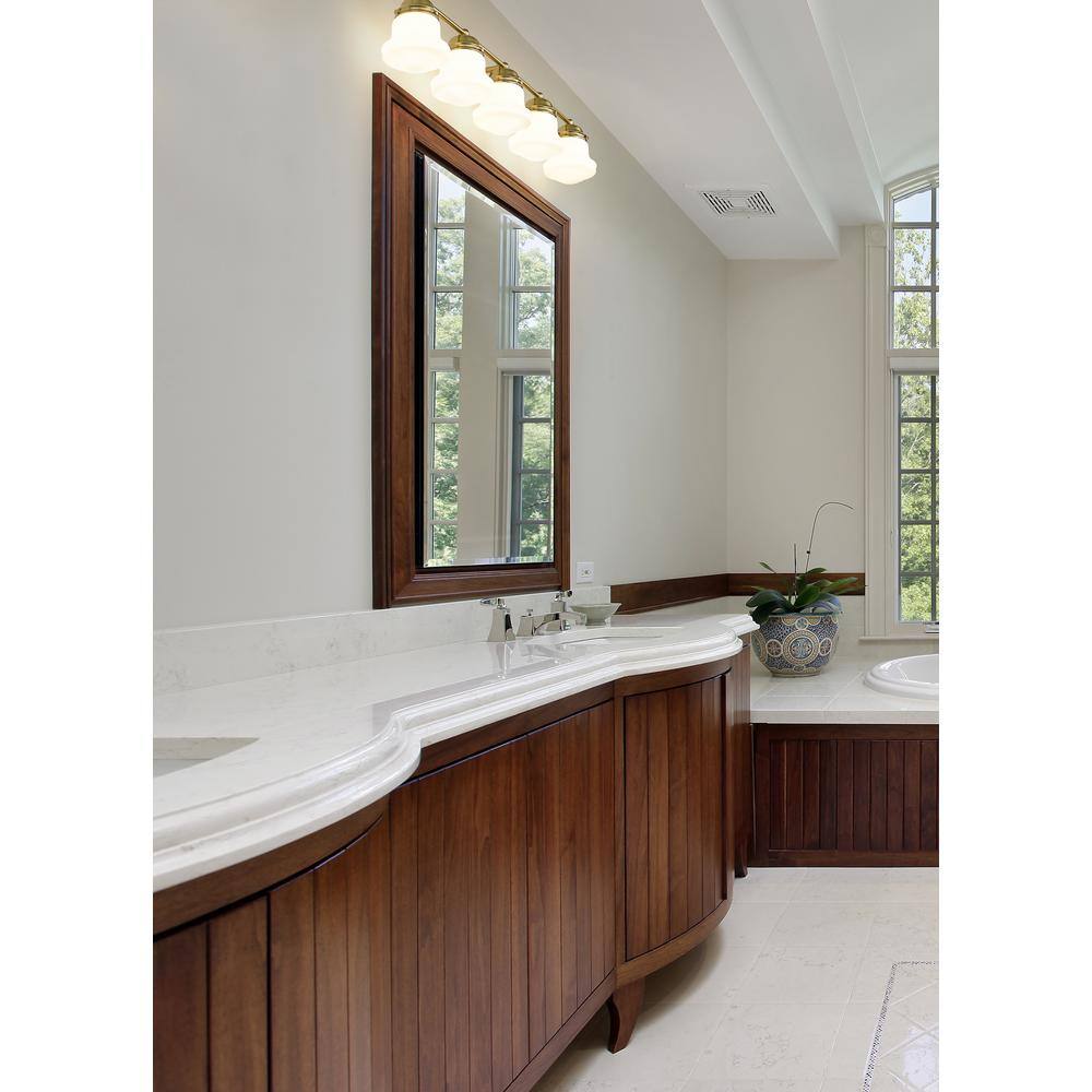 Luxe Gold 5-Light Vanity with Matte Opal Glass