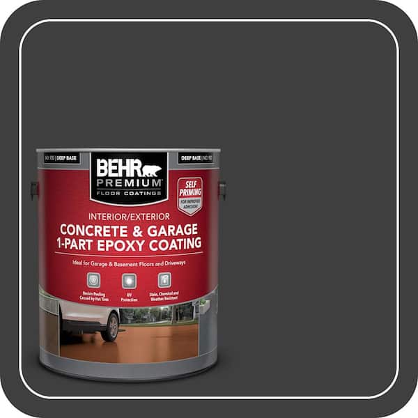 1 gal. Black Self-Priming 1-Part Epoxy Satin Interior/Exterior Concrete and Garage Floor Paint