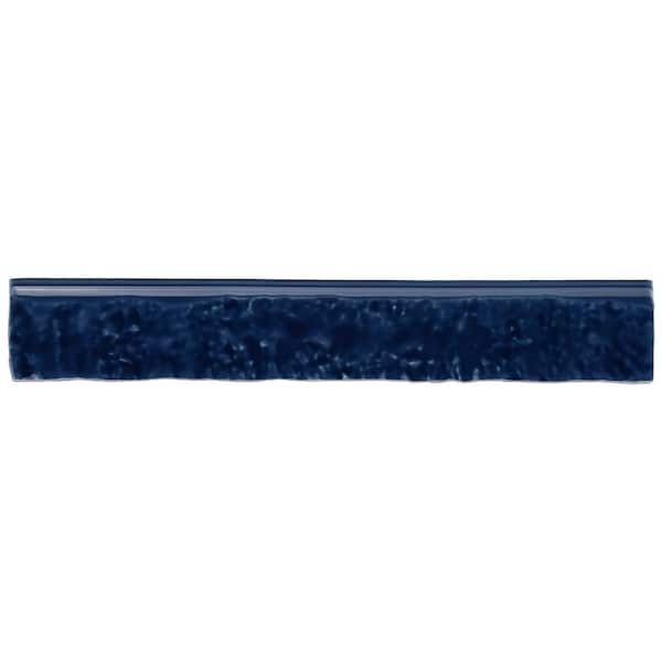 Ivy Hill Tile Virtuo Marine Blue 1.45 in. x 9.21 in. Polished Crackled Ceramic Bullnose Tile Trim