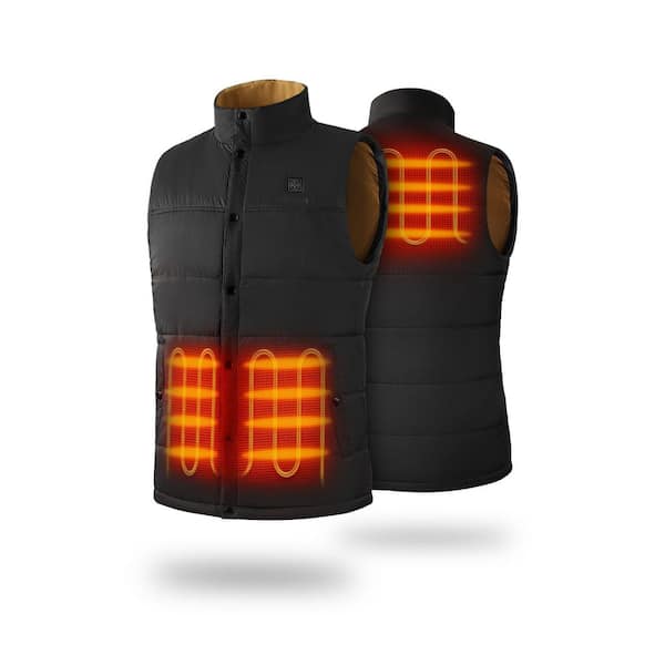 ORORO Men's Small Black 7.38-Volt Lithium-Ion Puffer Lightweight Heated Vest with One 4.8Ah Battery