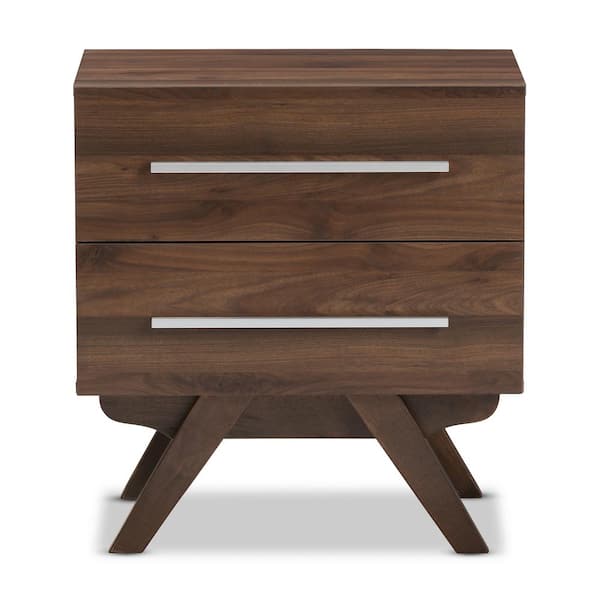 Baxton Studio Auburn 2-Drawer Brown Nightstand