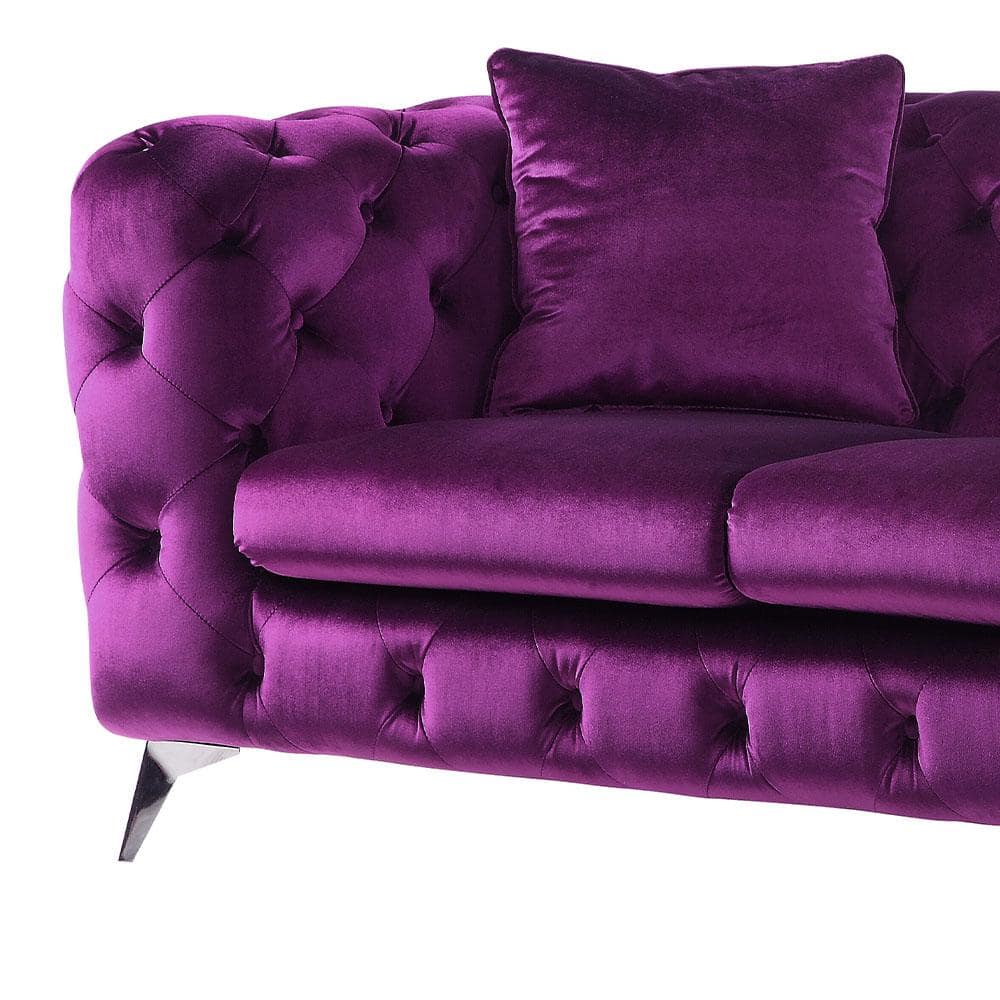 Atronia 71" Purple Velvet Tufted Loveseat with Wood Frame