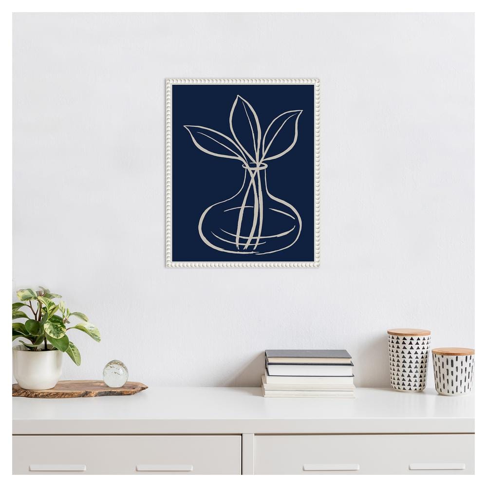 Navy and White Canvas Art with Sylvie Beaded Frame, 16 x 20 in.