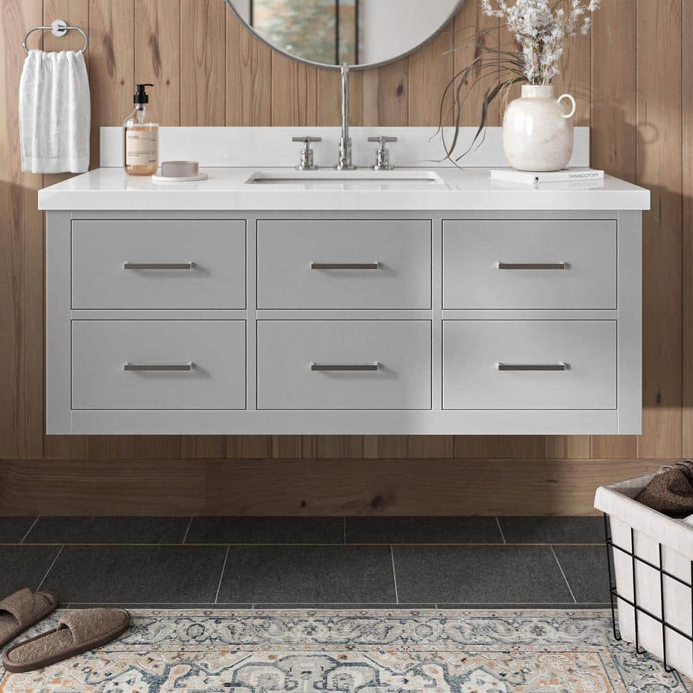 Hutton 49 in. W x 22 in. D x 19.6 in. H Bath Vanity in Grey with Pure White Quartz Top -  ARIEL, W049SWQRVOGRY