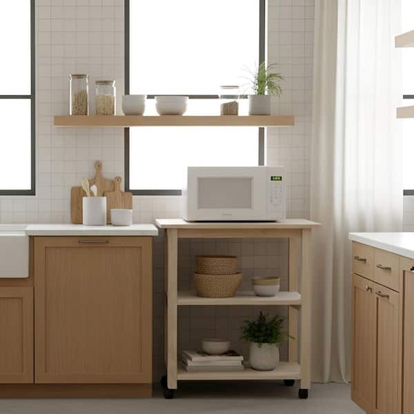 International Concepts Unfinished Microwave Cart with Shelves