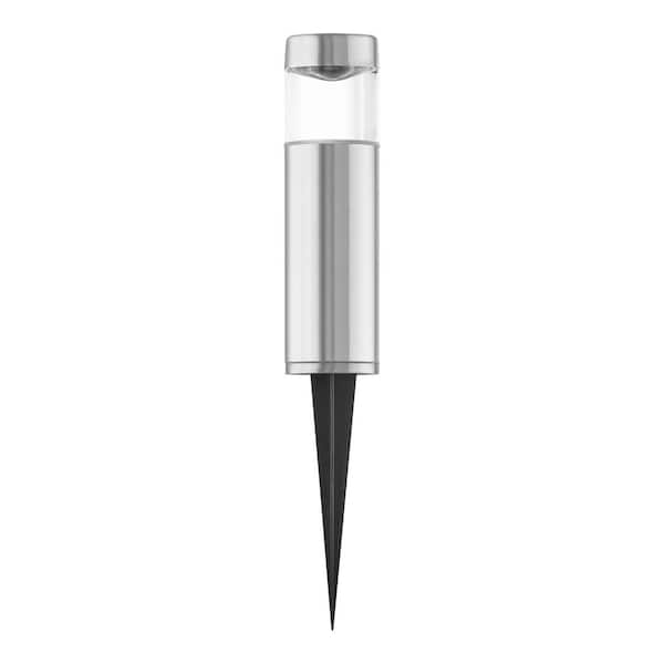 Hampton Bay Helena 19 Lumen 8.3 in. LED Low Voltage Hardwired Aluminum Outdoor Bollard Light with Clear Glass