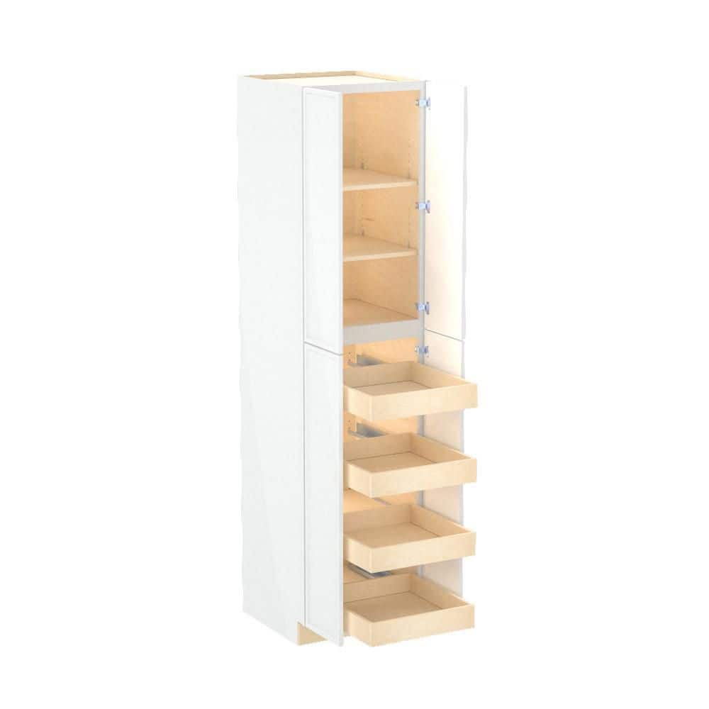 Franklin 24 in. W x 24 in. D x 96 in. H Assembled Plywood Pantry Kitchen Cabinet in Vesper White with 4ROT Soft Close