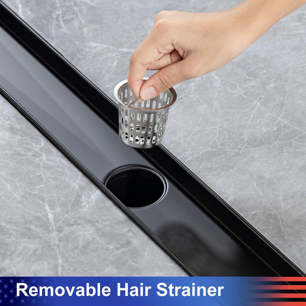 24'' Matte Black Stainless Steel Linear Shower Drain