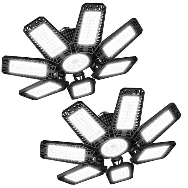 120 Volt LED Garage Ceiling Light with Adjustable Panels, 20000 LM Work Light Fixture for Workshop and Basement, 2-Pack