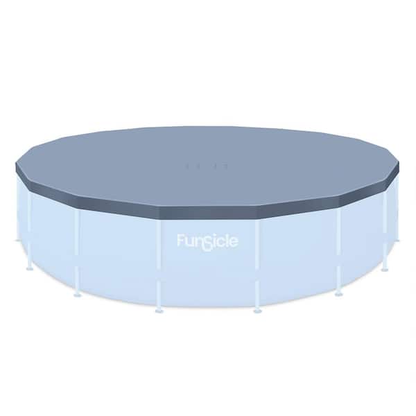 Funsicle 20 ft. x 20 ft. Round Gray for Above Ground Pool Frame Pool Safety Cover with String Lock, Accessory Only
