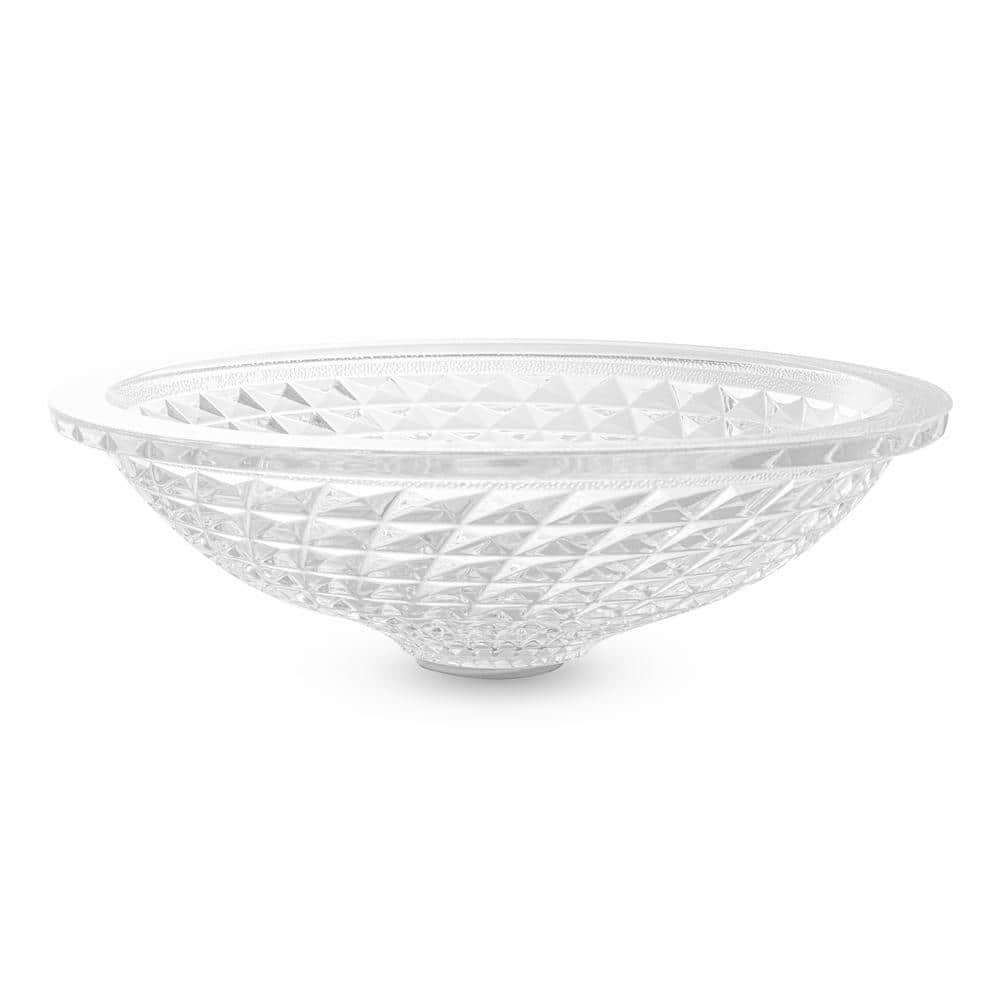 Siavonce 17.59 in. L Crystalline Clear Frosted Solid Surface Crystal Oval Bowl Bathroom Vessel Sink with Salver -  CA401