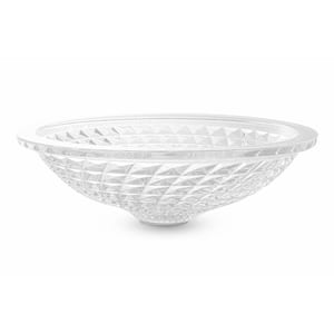 17.59 in. L Crystalline Clear Frosted Solid Surface Crystal Oval Bowl Bathroom Vessel Sink with Salver