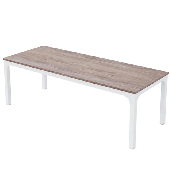 BYBLIGHT Roesler Natural Wood 4 Legs 78.7 in. W Long Dining Table Seats 6-8 for Kitchen Dining Room