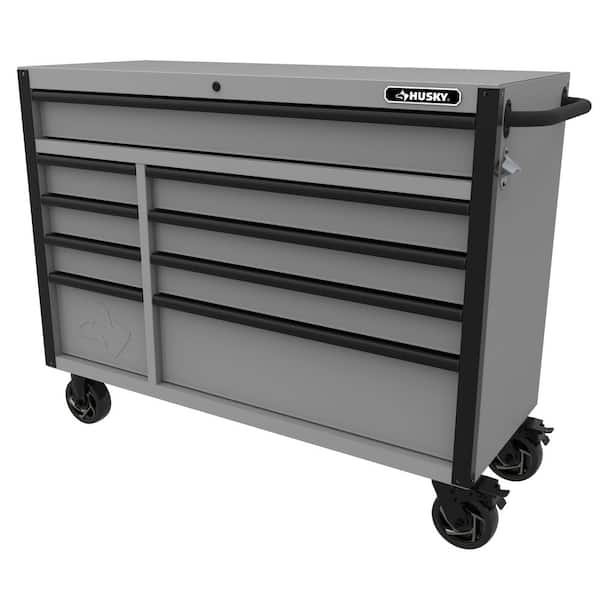 Husky Heavy-Duty 52 in. W x 20 in. D 9-Drawer Matte Gray Rolling Tool Cabinet