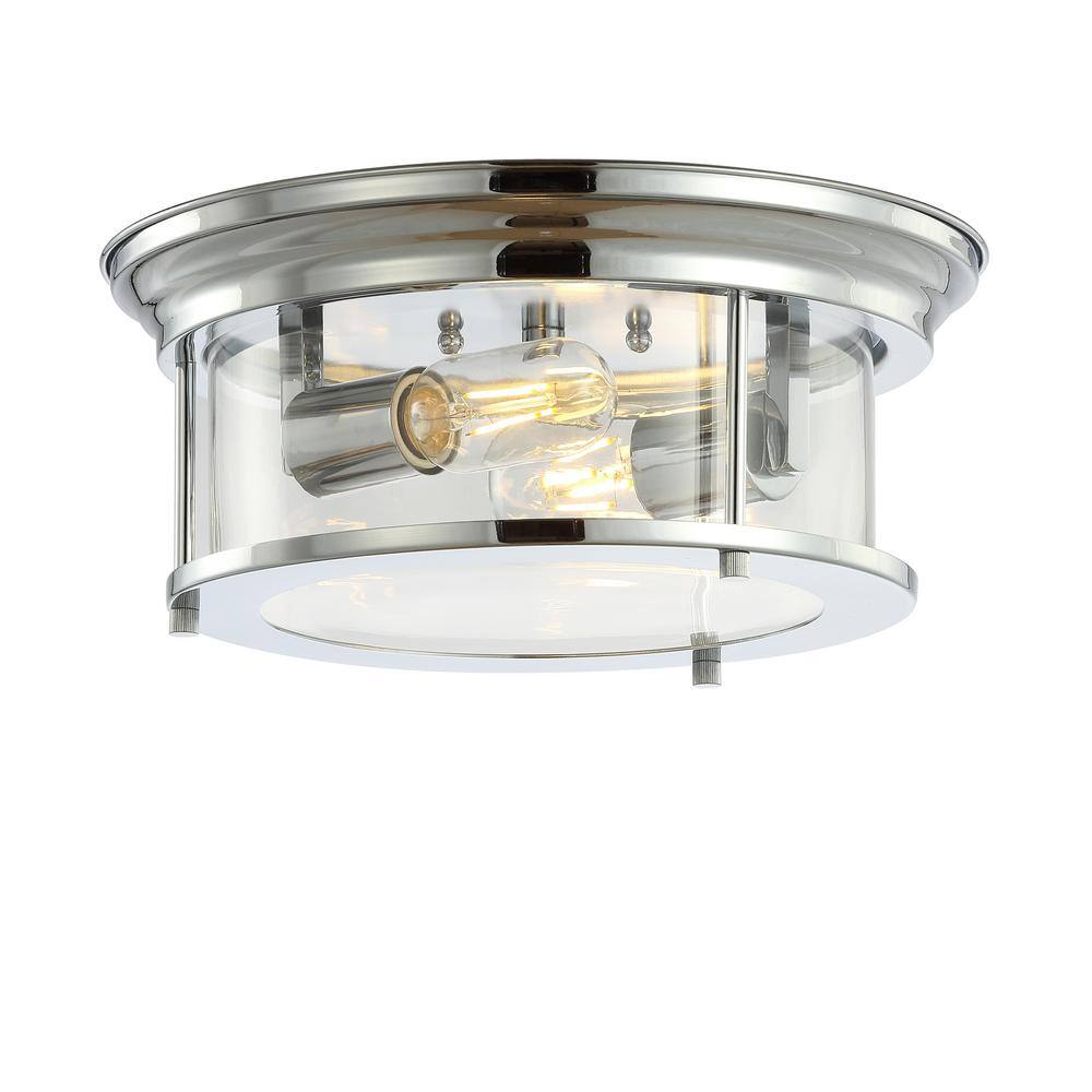 Lauren 13.25" Silver Glass and Chrome LED Flush Mount
