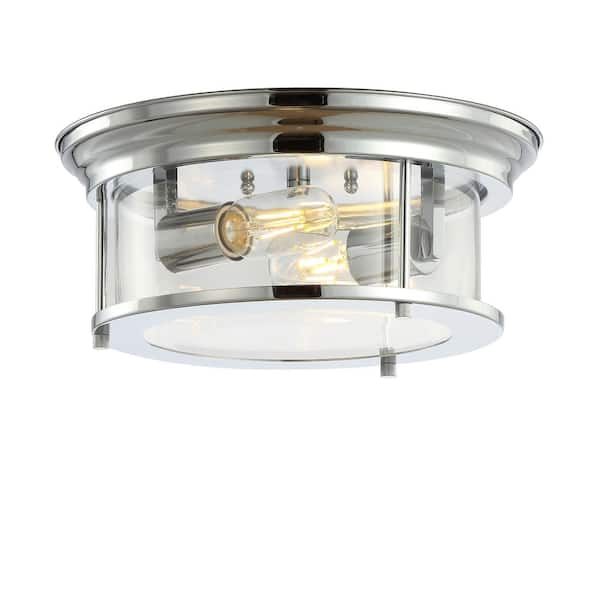 Lauren 13.25 in. Chrome Metal/Glass LED Flush Mount
