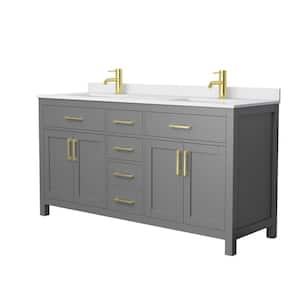 Beckett 66 in. W x 22 in. D x 35 in. H Double Sink Bathroom Vanity in Dark Gray with White Cultured Marble Top