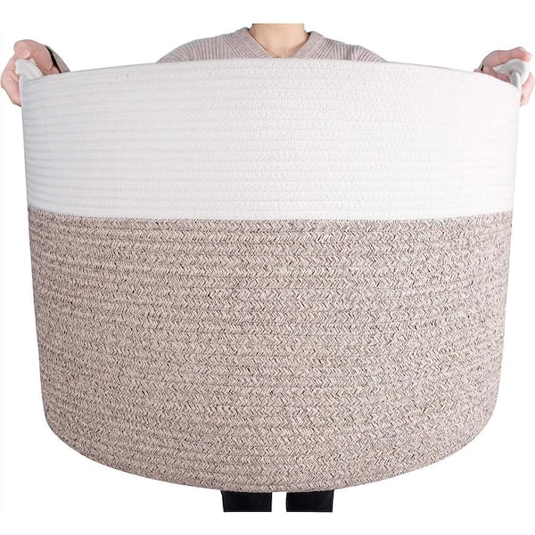 Cubilan 22 x 16 in. Light Brown Decorative Cotton Rope Basket