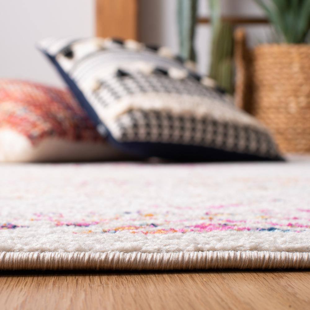 Ivory & Fuchsia Hand-Knotted Synthetic Rectangle Area Rug