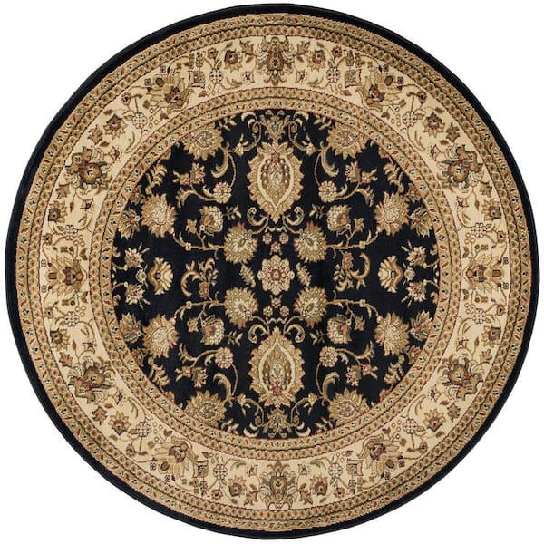 Tayse Rugs Sensation Border Black 8 ft. Round Indoor Area Rug