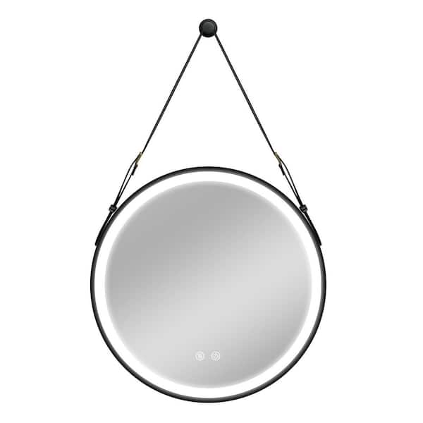Zeafive 28 in. W x 28 in. H Round Framed Wall Mounted Led Bathroom Vanity Mirror with Anti-Fog, Dimmable, Memory in Matte Black
