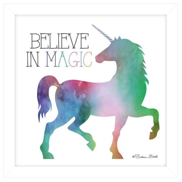HomeRoots Charlie Believe in Magic Unicorn 1-Piece Framed Wall Art 15 in. x 15 in.