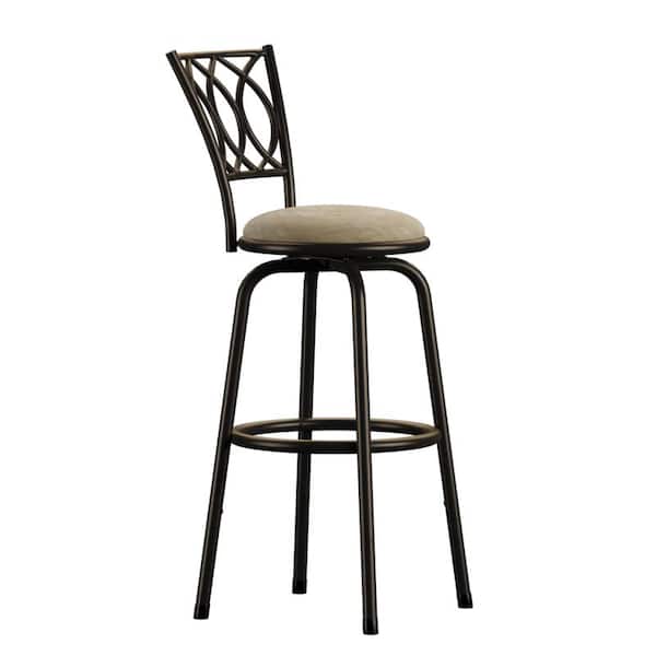 Aileen 24 in.- 29 in. Brown Adjustable Bar Stool (Set of 3)