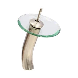 Seven 11.5 in. Single Hole Single-Handle Glass Waterfall Vessel Bathroom Faucet in Brushed Nickel