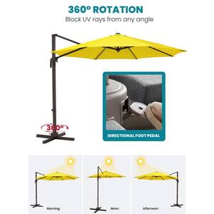 9 ft. Round 360-Degree rotation Cantilever Patio Umbrella in Yellow