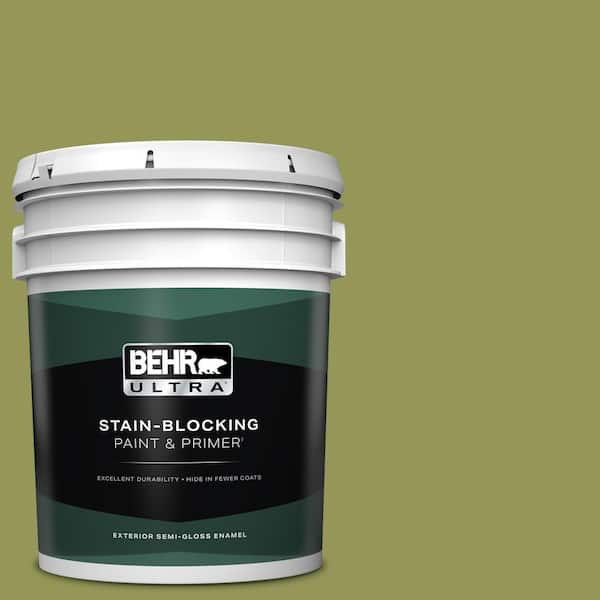 BEHR ULTRA 5 gal. #M340-6 Spinach Dip Semi-Gloss Enamel Exterior Paint & Primer