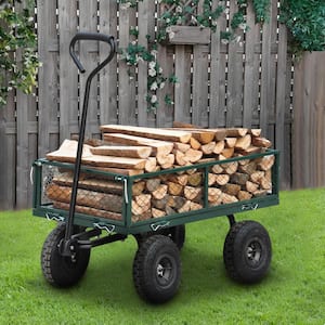 3.53 cu. ft. 550 lbs. Steel Wagon Garden Cart in Green