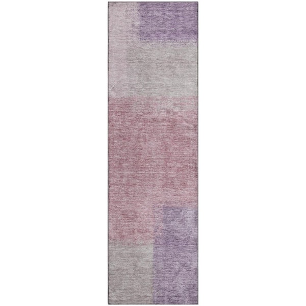 Mayfield Premium Machine Washable Abstract AMF2341 Blush 2 ft. x 7 ft. Runner Rug