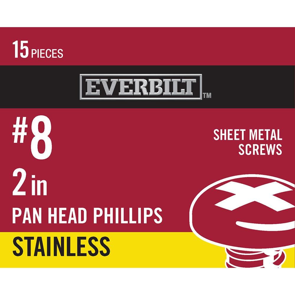 Everbilt 8 x 2 in. Phillips Pan Head Stainless Sheet Metal Screws (2