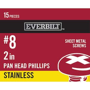 #8 x 2 in. Phillips Pan Head Stainless Sheet Metal Screws (2-Pack)