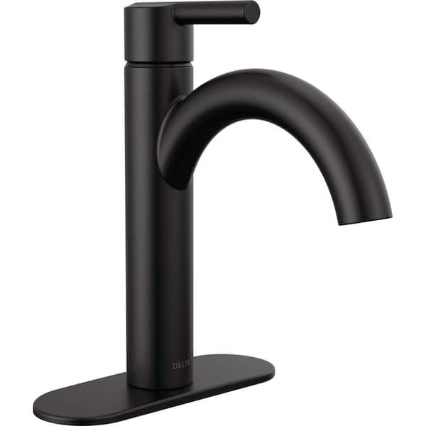 Delta Nicoli J-Spout Single Hole Single-Handle Bathroom Faucet in Matte Black