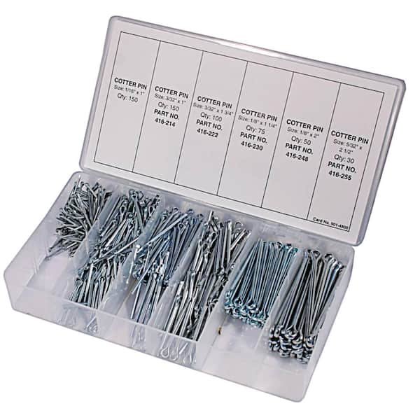 Cotter Pin Large Quantity Assortment with Plastic Storage Bin 18 Clear  Drawer