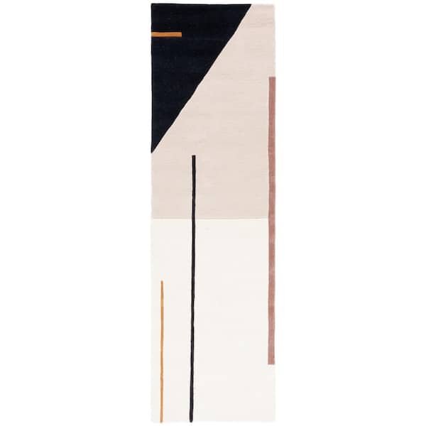 SAFAVIEH Fifth Avenue Ivory/Black 2 ft. x 10 ft. Abstract Geometric Runner Rug
