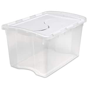 1914 Single 48 Qt. Clear Base Hinged Lid Storage Box Tote Container