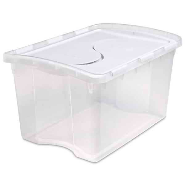 Sterilite 1914 Single 48 Qt. Clear Base Hinged Lid Storage Box Tote Container