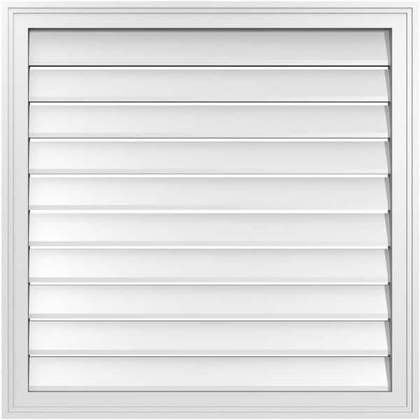 Ekena Millwork 32" x 32" Vertical Surface Mount PVC Gable Vent: Functional with Brickmould Frame