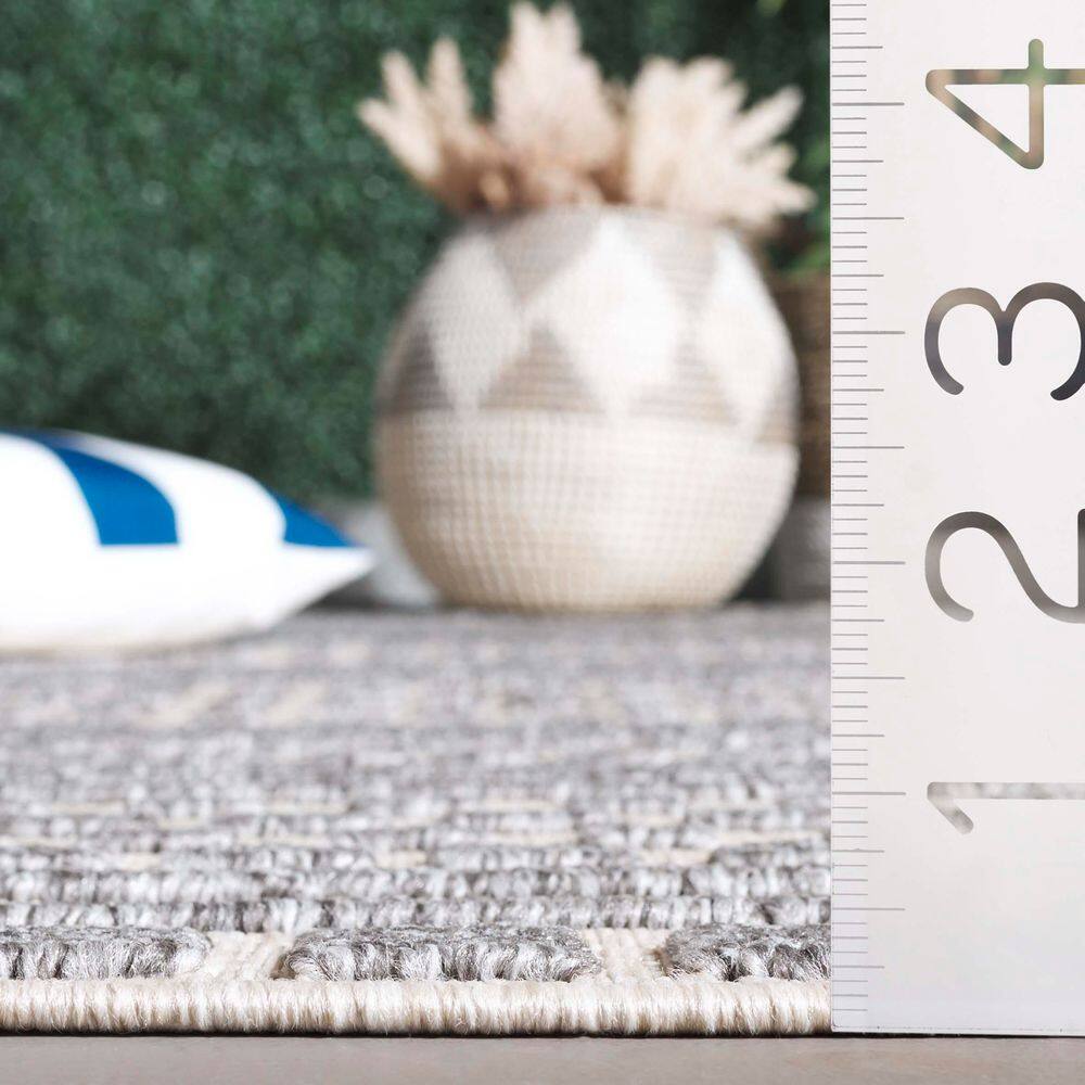 Gray and Beige Geometric 8' x 10' Synthetic Area Rug