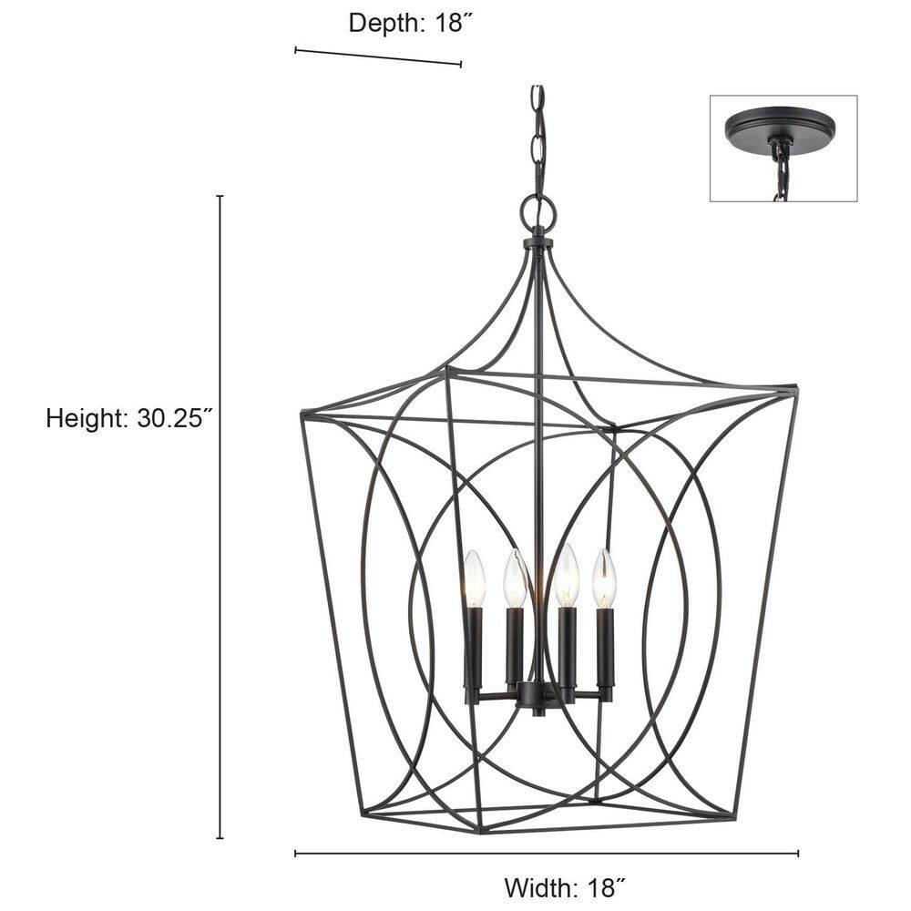 Tracy 18" Matte Black Contemporary Caged Pendant Light